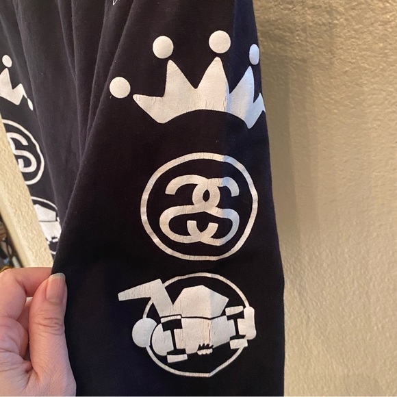 STUSSY Black White Graphic Shorts Size Xsmall - Picture 4 of 6